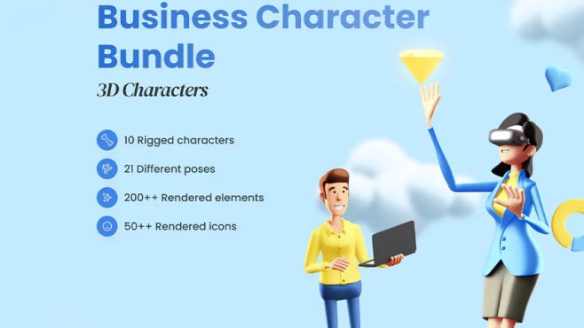 آیکون های سه بعدی چارت بیزینسی Business Character