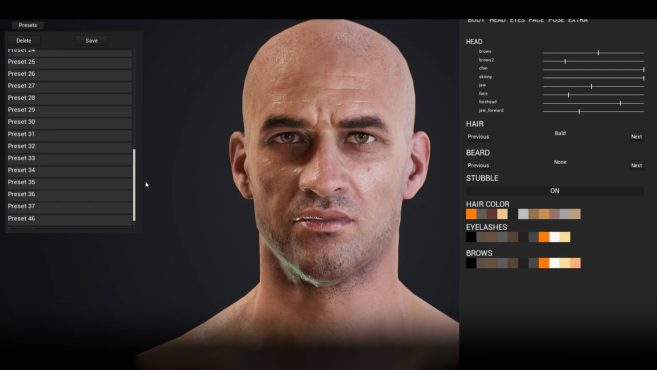 پروژه آنریل انجین Character Customization Male