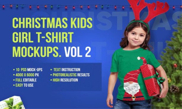 موکاپ Christmas Kids Girl T-Shirt