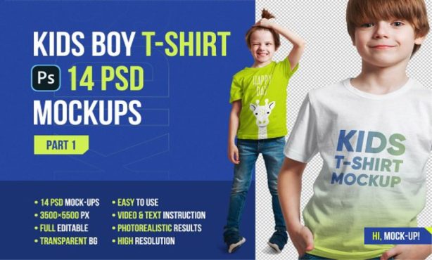 موکاپ Kids Boy T-Shirt Mockups Part 1