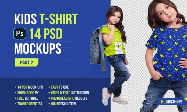 موکاپ Kids T-Shirt Mockups Part 2