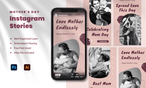 دانلود فایل لایه باز Mother’s Day Instagram Stories