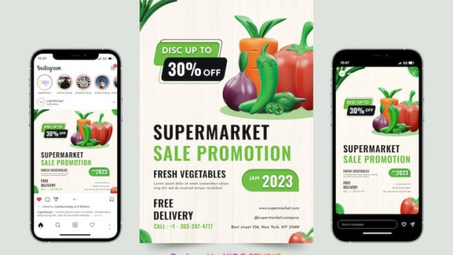 دانلود تراکت لایه باز Supermarket Sale Promotion