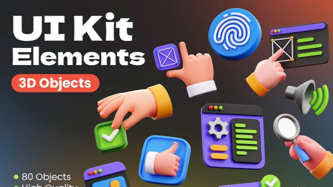 مجموعه آیکون Icone 3D UI Kit Elements