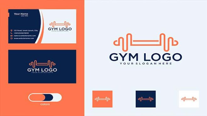 کارت ویزیت لایه باز کارت ویزیت Gym Fitness Logo Design